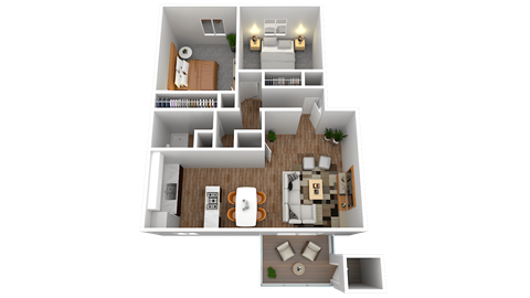 Floor plan for 2 beds, 1 bath, 875 sqft